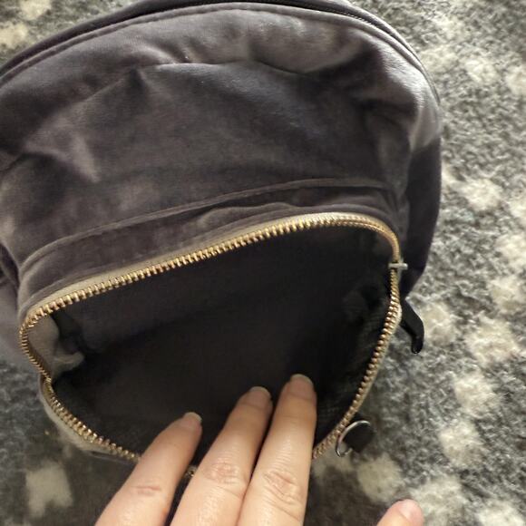 Velvet Mini Backpack Womens Small Gray Black Convertible Straps Purse Bag Casual - Picture 3 of 9